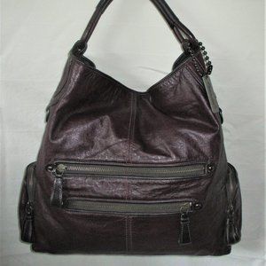 COACH Ltd Ed Cambridge Burgundy Purple Leather XL Hobo Bag 14084